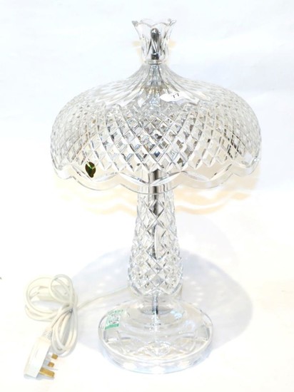 Waterford crystal 'Achillbeg' mushroom shaped table lamp, 50cm high, with...