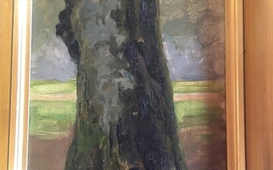 SOLD. Wenzel Tornøe: Study of a tree trunk. Unsigned. Stamped on the back painted by...