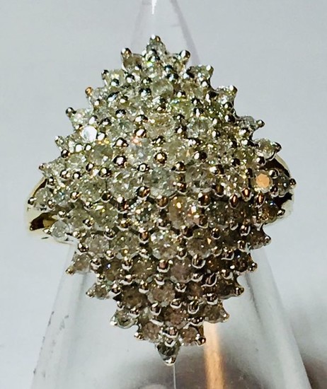 White gold, Yellow gold - Ring, Diamond Cluster Cocktail Ring Diamond