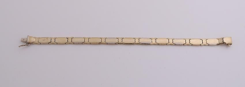 Wide yellow golden bracelet, 585/000, with pins having