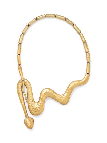 YELLOW GOLD SNAKE COLLAR NECKLACE