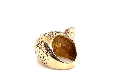 Yellow Gold Panther Cat Ring