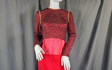 c1980 Sequin Blouse, Skirt Set - Bill Blass