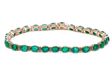 **no reserve price**Emerald bracelet with diamonds Yellow gold - Bracelet