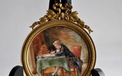 signée Cotta - Miniature representing a writer or a poet - Bronze, Ivory - 19th century