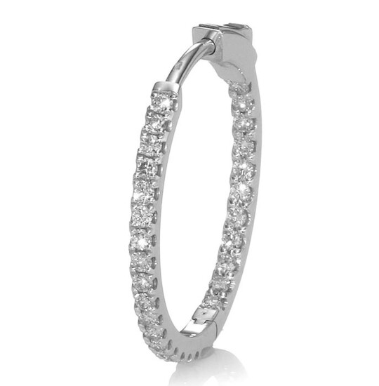vvs designer hoop earrings - 14 kt. White gold - Earrings - 0.80 ct Diamond - AIG Certified No Reserve
