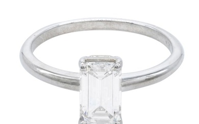 1.05ct Emerald Cut Diamond Solitaire Ring, F Color, VS1