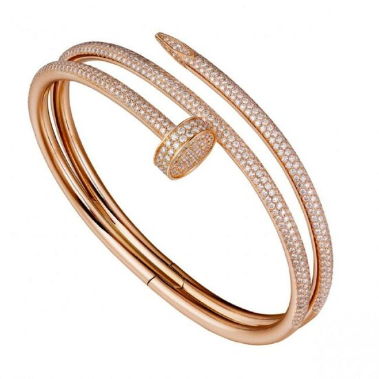 14K Rose Gold Cartier Style Nail head Diamond Bracelet
