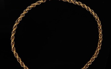 14K Yellow Gold Double Link Necklace, early 20th c., L- 19 in., Wt.- 1.66 Troy Oz.