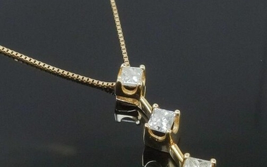 14k Gold Princess Cut Diamond 3/4 ctw Lavalier Necklace