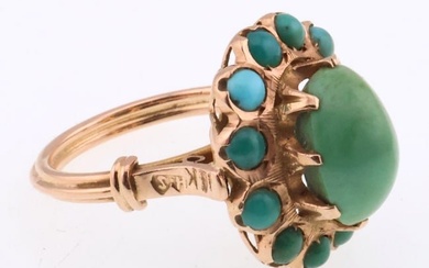 14k Rose Gold Vintage Turquoise Ring (Hallmarked H S) 5.3g