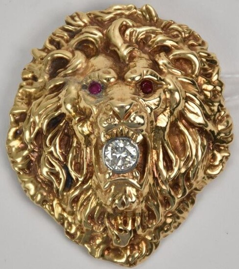 14kt Yellow Gold Lion, "LEO" Pendant/Pin, Custom Made
