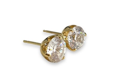 14kt Yellow Gold and CZ Stone Stud Earrings