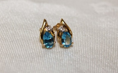 14kt yellow gold and natural topaz & diamond earrings