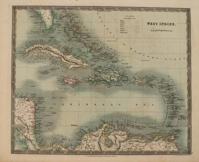 1831 Teesdale Map of Caribbean -- West Indies
