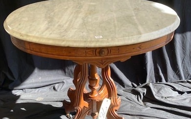 1890's American Walnut Oval Marble Top Table