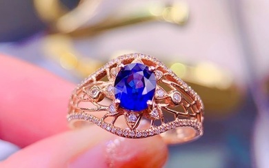 18K gold natural unfired sapphire ring