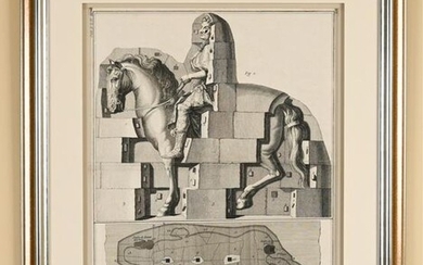 18TH C. ENGRAVING OF STATUE CASTING