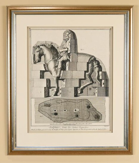 18TH C. ENGRAVING OF STATUE CASTING