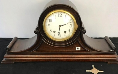 1900's Mahogany Camel Back Mantle Clock