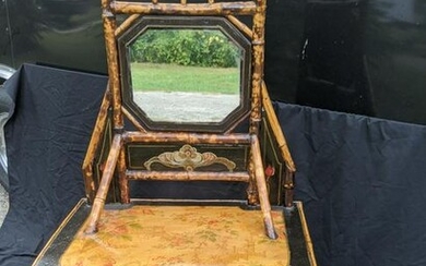 1920's English Painted Bamboo Vanity w/ Mirror
