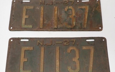 1927 New Jersey License Plates