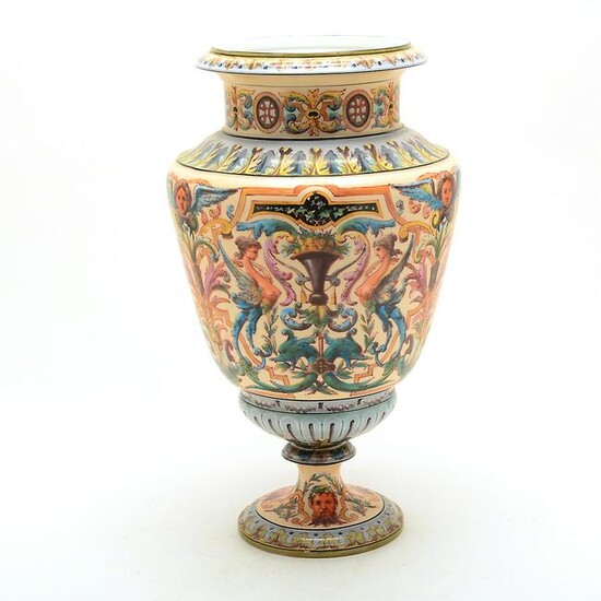 19th Century French Opaline Glass Vase with Painted