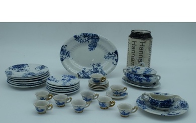19th Century Swansea Blue and White part Dolls Toy Dinner Se...