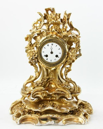 19thC Paris Porcelain Clock and Base