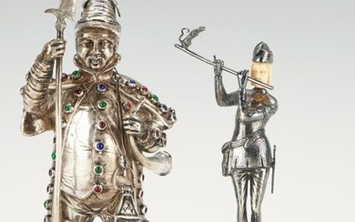 2 European Sterling Silver Figures, Musician & Guard