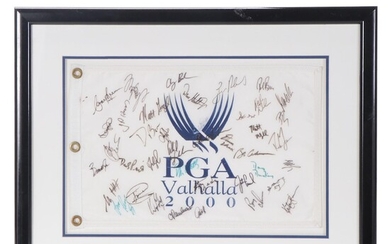 2000 PGA Valhalla Signed Framed Pin Flag With Phil Mickelson, More