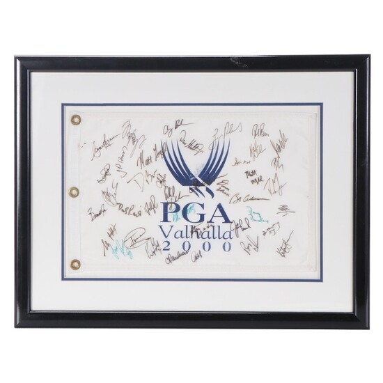2000 PGA Valhalla Signed Framed Pin Flag With Phil Mickelson, More