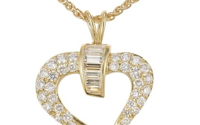 2.05 Carat Diamond Yellow Gold Heart Pendant Necklace