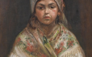 20TH CENTURY, YOUNG GIRL, Oil on board, 26 x 21 in. (66 x 53.3 cm.), Frame: 33 x 28 in. (83.8 x 71.1 cm.)