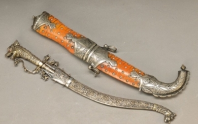 honor Dagger, India/Tibet, around 1870/90, brass, silvering,...