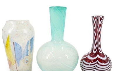(3 Pc) Art Glass Vases