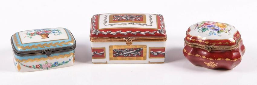 (3) Sevres Type Porcelain Dresser Boxes