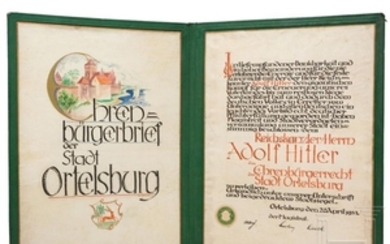 Adolf Hitler - Ehrenbürgerbrief der Stadt Ortelsburg in Ostpreußen