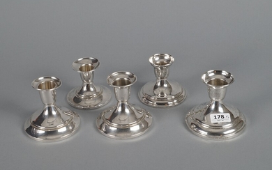 5 chandeliers hollandais en argent, premier montant, traces d'utilisation, pondérés, divers modèles (5x)