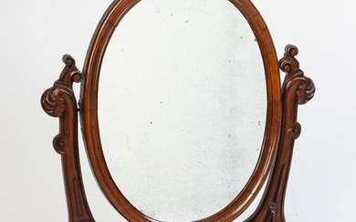 Walnut Art Nouveau oval dressing mirror, ca 1900