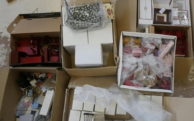 6 boxes of dolls house furniture and accessories, including ...