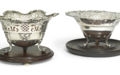 Two Dutch silver mounted braziers, the first, maker's mark rubbed, Amsterdam, 1764, the second, maker's mark a lily, Rotterdam, circa 1770