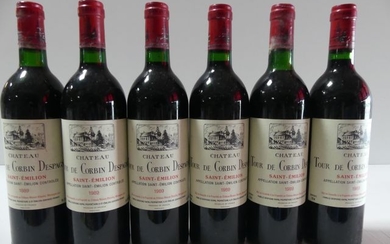 6 bouteilles de Saint Emilion, Château Tour Corbin…