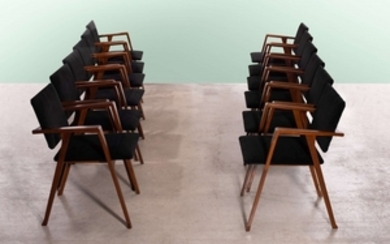 Franco ALBINI (1905 - 1977) Suite de douze chaises mod. PT1 dites «Luisa» – Création 1950