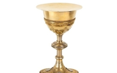 A French silver gilt chalice and paten