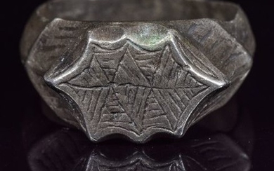 LARGE NORMAN PERIOD SILVER RING WITH DECORATION