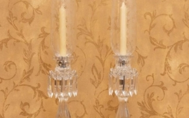St Louis - Crystal Hurricane Candle Lamps - Pair