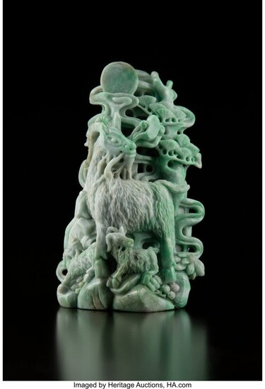 78478: A Large Chinese Carved Jadeite Group of Rams 6-3