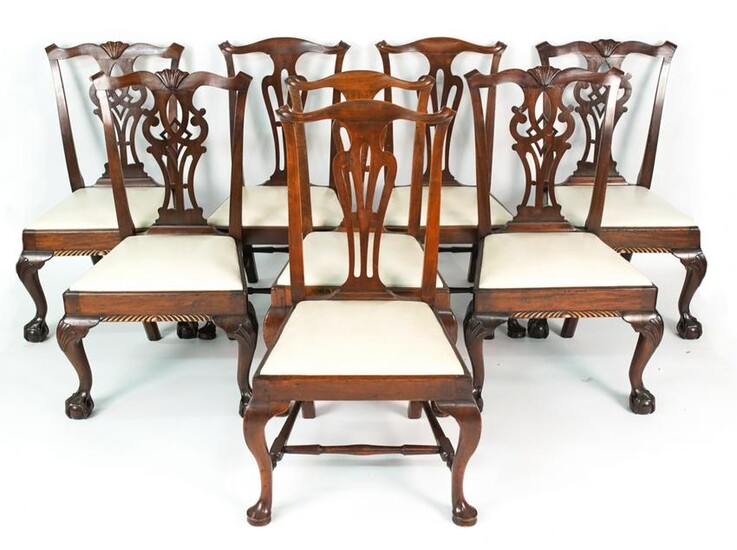(8) MAHOGANY CHIPPENDALE STYLE DINING CHAIRS