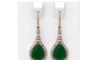 8.43 ctw Emerald & Diamond Earrings 18K Rose Gold